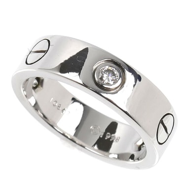 CARTIER カルティエ K18WG ホワイトゴールド ラブ ハーフ リング・指輪 ダイヤモンド 14号 54 8.9g レディース【中古】【美品】