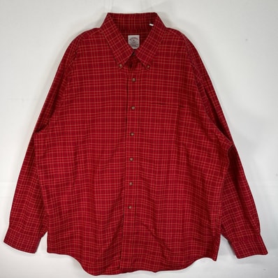 古着 ブルックスブラザーズ Brooks Brothers 長袖シャツ チェック 胸ポケ 346 XL レッド系 マルチカラー メンズ