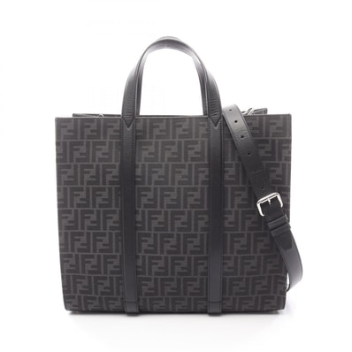 フェンディ FENDI FFジャカード トートバッグ バッグ キャンバス レザー レディース ブラック系 / グレー系 7VA390 【中古】