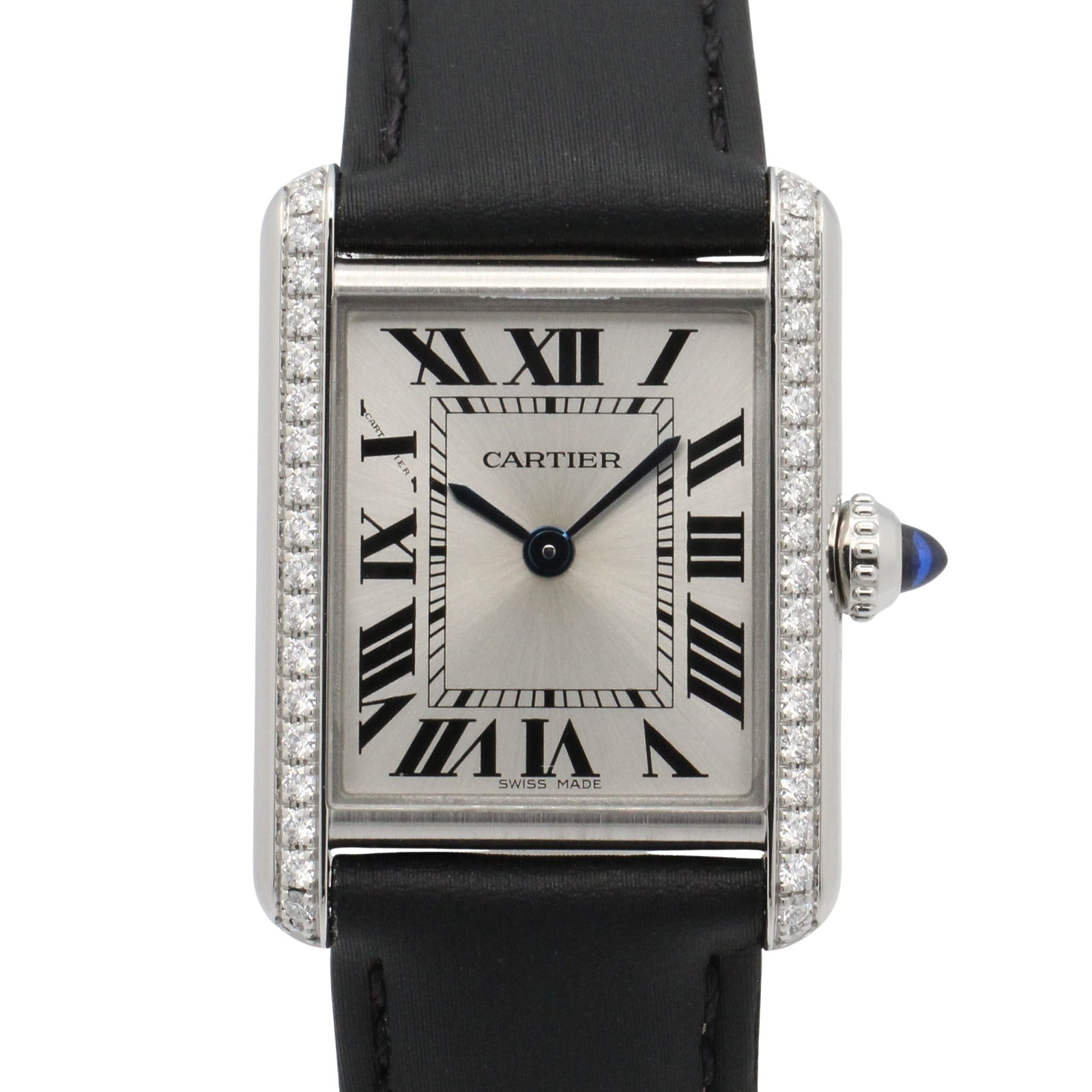 カルティエ CARTIER タンクマスト SM 腕時計 時計 ステンレススチール レザーベルト ダイヤモンド レディース シルバー系 W4TA0016 【中古】