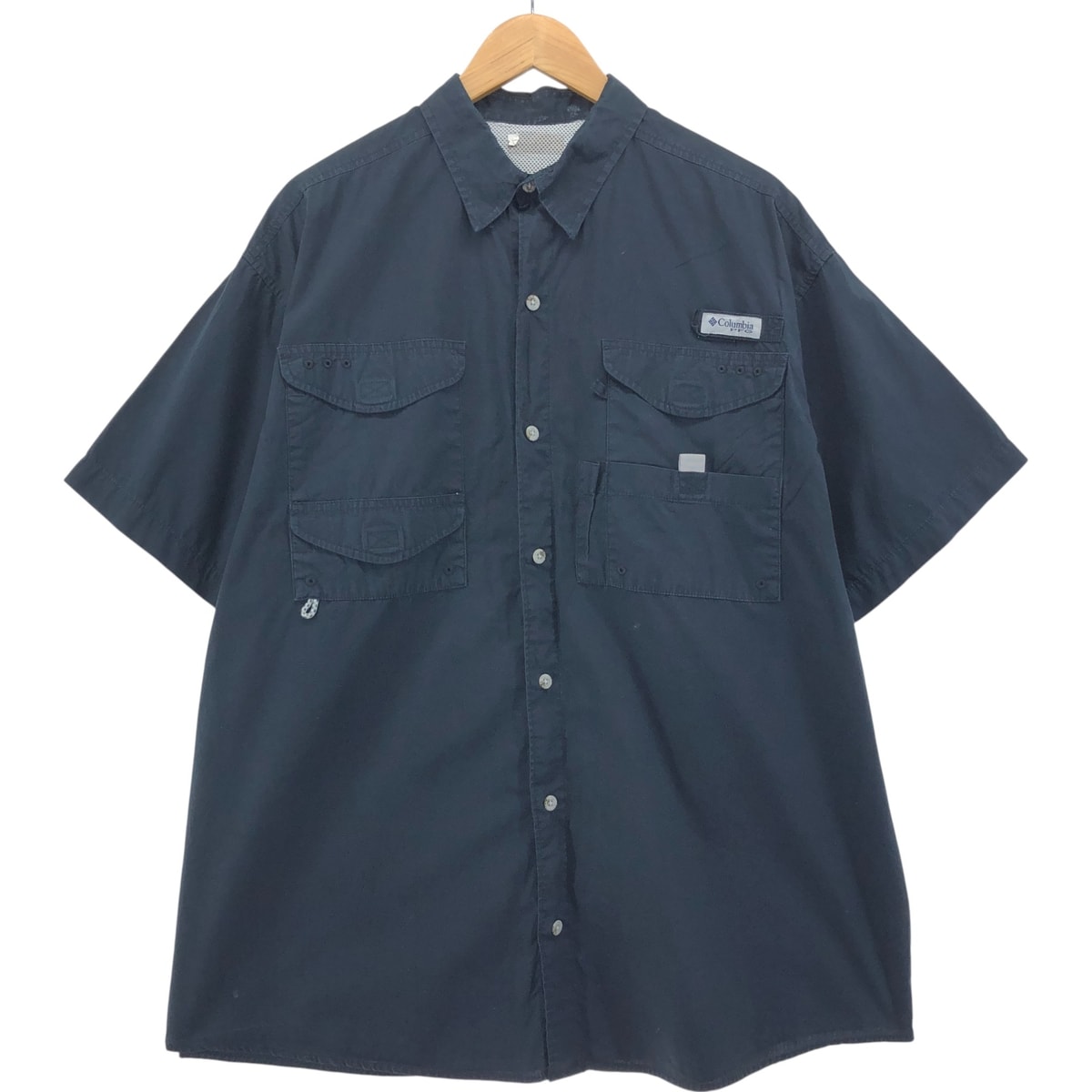 古着 コロンビア Columbia PFG OMNI-SHADE 隠しボタンダウン 半袖 フィッシングシャツ メンズXXL相当/eaa553900