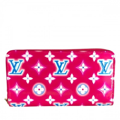 LOUIS VUITTON ルイヴィトン 長財布 ジッピーウォレット ロングウォレット ラウンドファスナー 2022年バレンタイン ピンク M81154 モノグラムヴェルニ フューシャネオン ゴールド金具 レディース 美品【中古品】