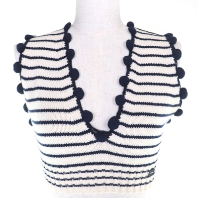 極美品 シャネル ロゴプレート クロップド ベスト 03P P21283 38