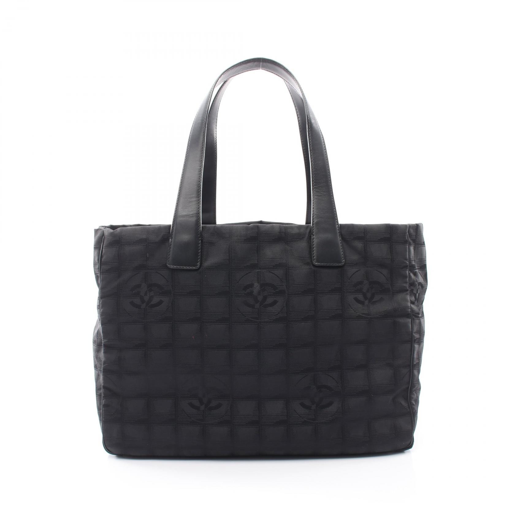 샤넬 CHANEL 뉴 트래블 라인 MM 토트 백 가죽 나일론 캔버스 여성 블랙 A15991 [중고]