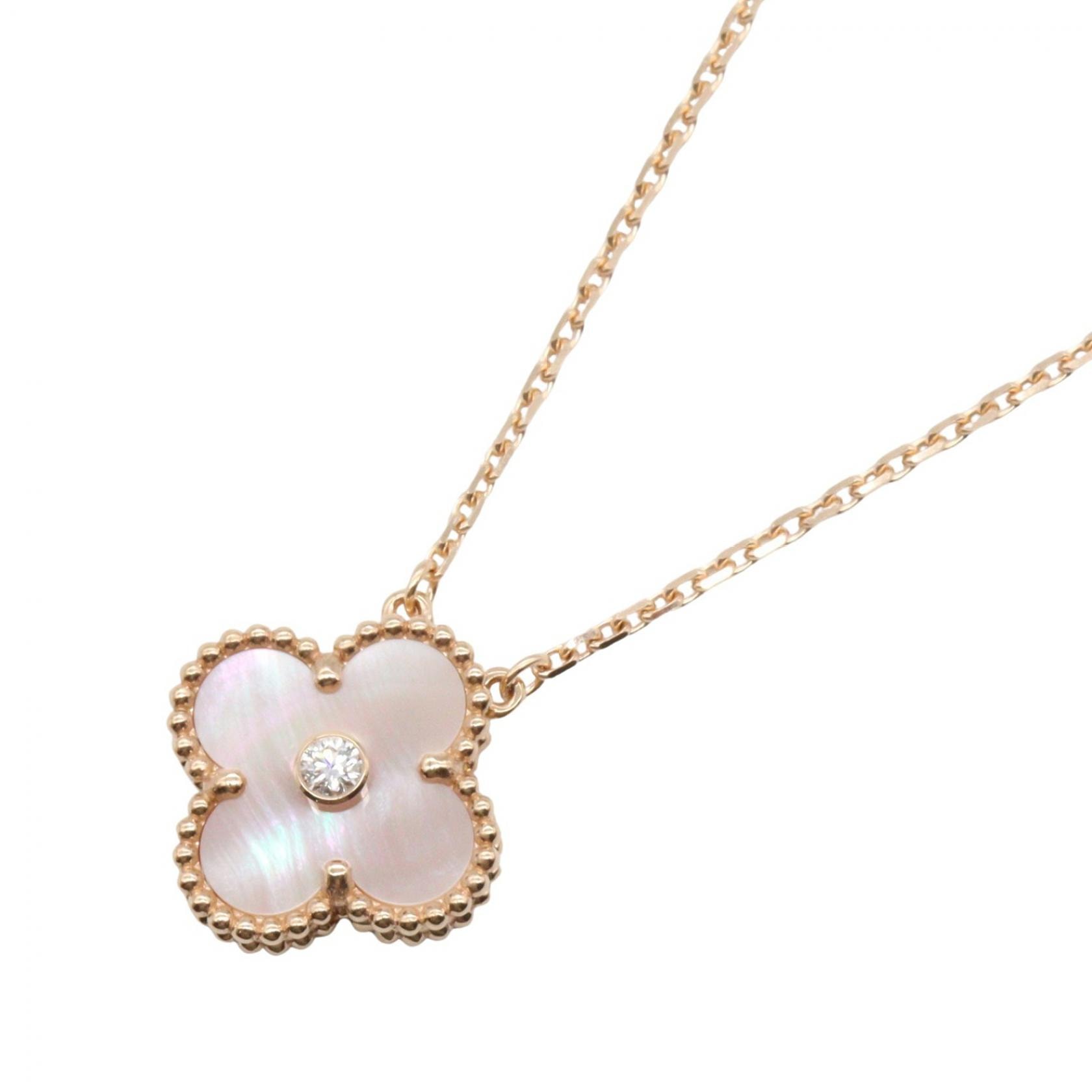 ヴァンクリーフ&アーペル Van Cleef & Arpels ヴィンテージアルハンブラ 1PD ネックレス ジュエリー K18PG(ピンクゴールド) ピンクマザーオブパール レディース ゴールド系 / ピンク系 / クリア系 VCARPM0P00 【中古】