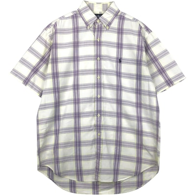 古着 ラルフローレン Ralph Lauren BLAIRE 半袖 ボタンダウン チェックシャツ メンズM相当/eaa641135