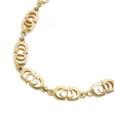 【6jdb0125-k】クリスチャンディオール チョーカー CDロゴ GPメッキ ゴールド【中古】レディース