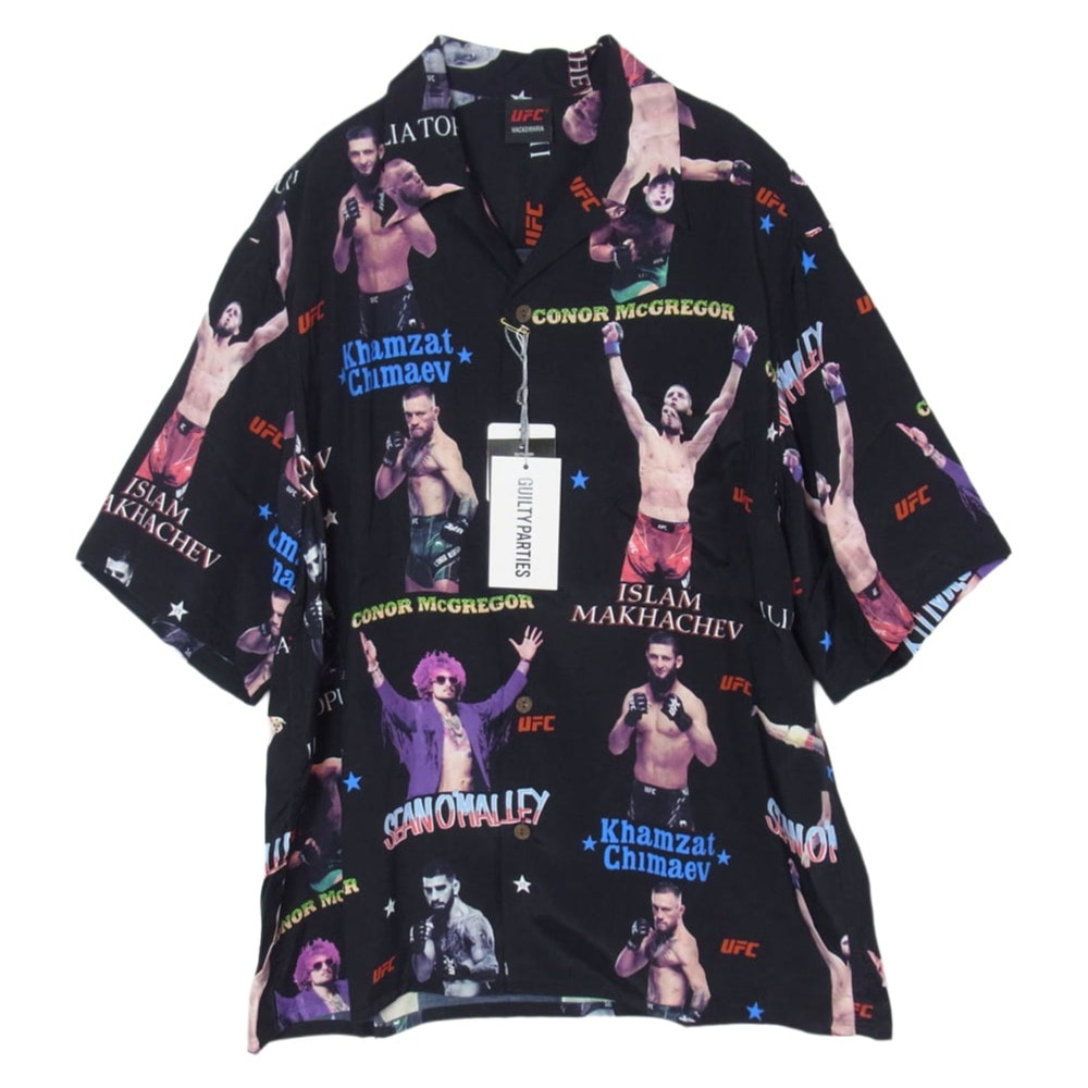WACKO MARIA ワコマリア 26SS UFC-WM-HI01 x UFC ユーエフシー S/S HAWAIIAN SHIRT TYPE-1 ハワイアン アロハ 開襟 オープンカラー 半袖 シャツ BLACK M【新古品】【未使用】【中古】