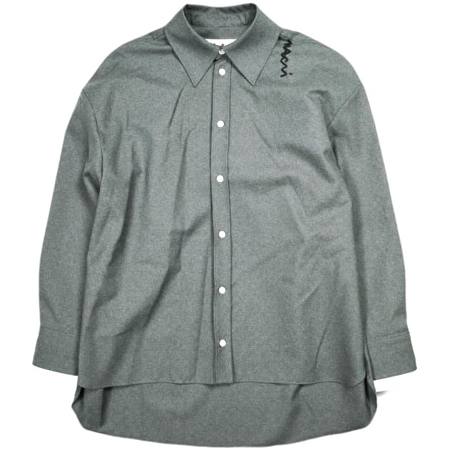 新品 MARNI マルニ 25SS イタリア製 グレーウール製バックギャザーシャツ マルニシンボル入り CAMA0613QS TW839 38 GRAPHITE(00N60) 定価152,900円 長袖 ウールトロピカルシャツ トップス g24980