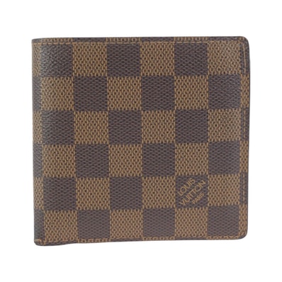 LOUIS VUITTON ルイヴィトン ダミエ ポルトフォイユ マルコ ブラウン ゴールド金具 PVC 折財布 コンパクトウォレット 602435 【中古】