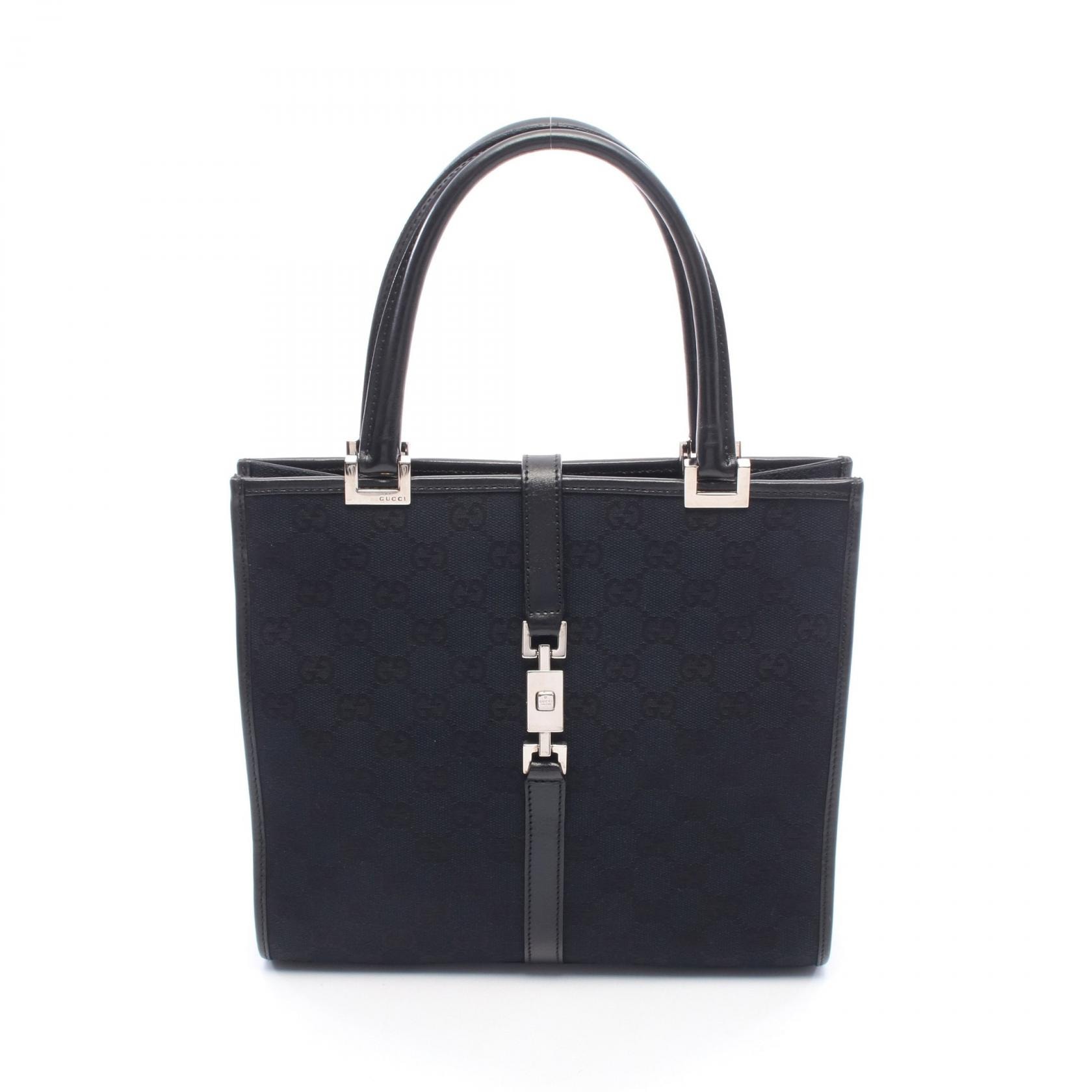 グッチ GUCCI ジャッキー GGキャンバス ハンドバッグ バッグ キャンバス レザー レディース ブラック系 002-1065 【中古】