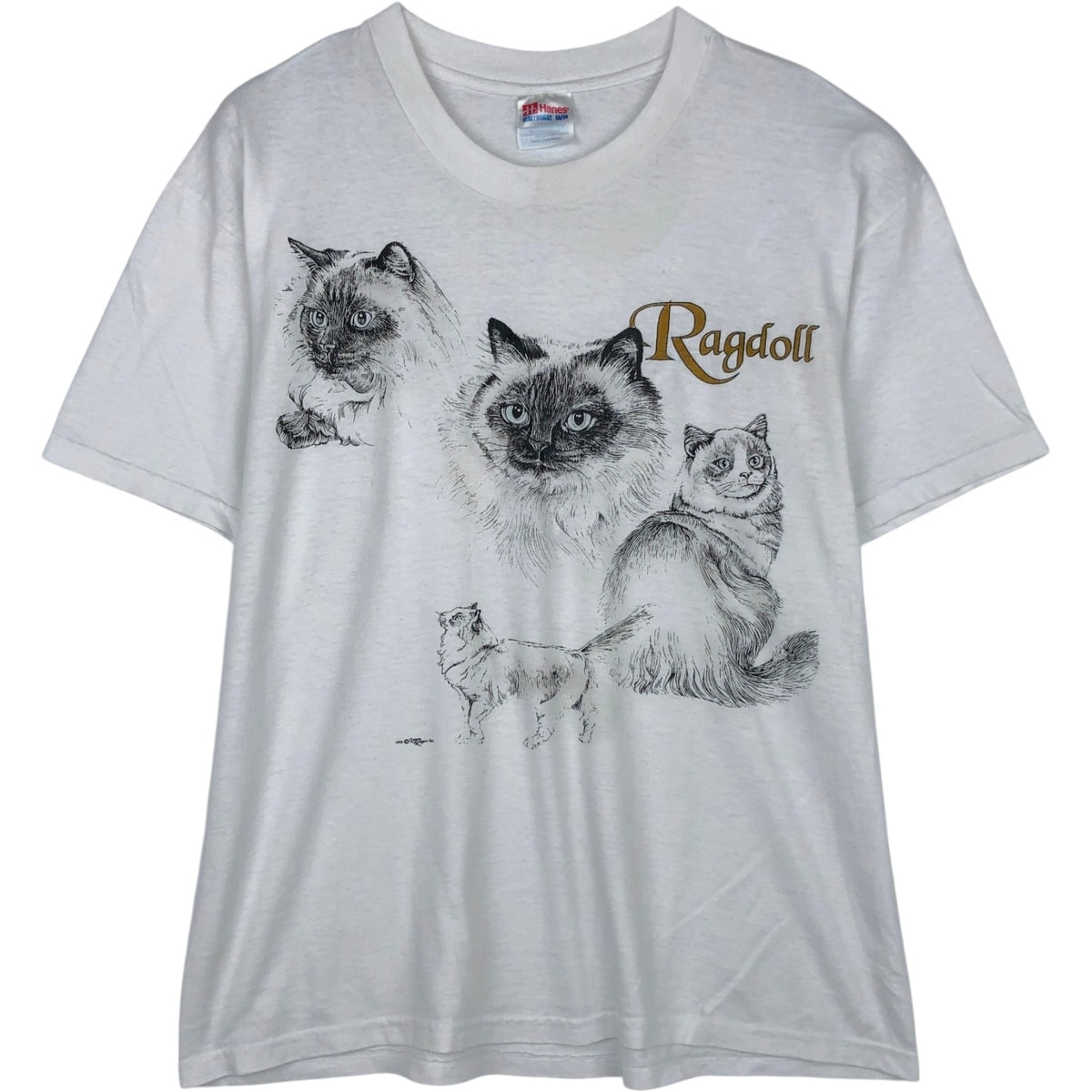 古着 90年代 ヘインズ Hanes HEAVYWEIGHT 50/50 ネコ柄 Ragdoll ラグドール アニマルTシャツ メンズL相当 ヴィンテージ/eaa631450