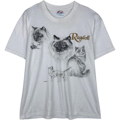 古着 90年代 ヘインズ Hanes HEAVYWEIGHT 50/50 ネコ柄 Ragdoll ラグドール アニマルTシャツ メンズL相当 ヴィンテージ/eaa631450