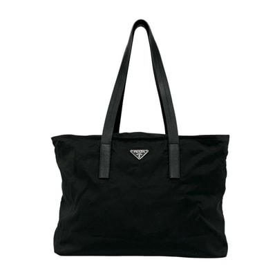 PRADA プラダ トートバッグ テスート トライアングルロゴ 肩掛け ナイロン ブラック 黒 シルバー金具 レディース【中古品】