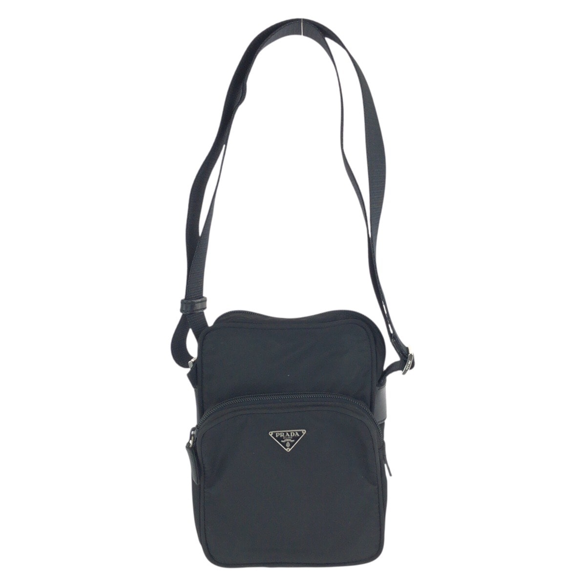 PRADA プラダ テスート 三角ロゴプレート ブラック 黒 シルバー金具 ナイロン ショルダーバッグ ポシェット 602139 【中古】