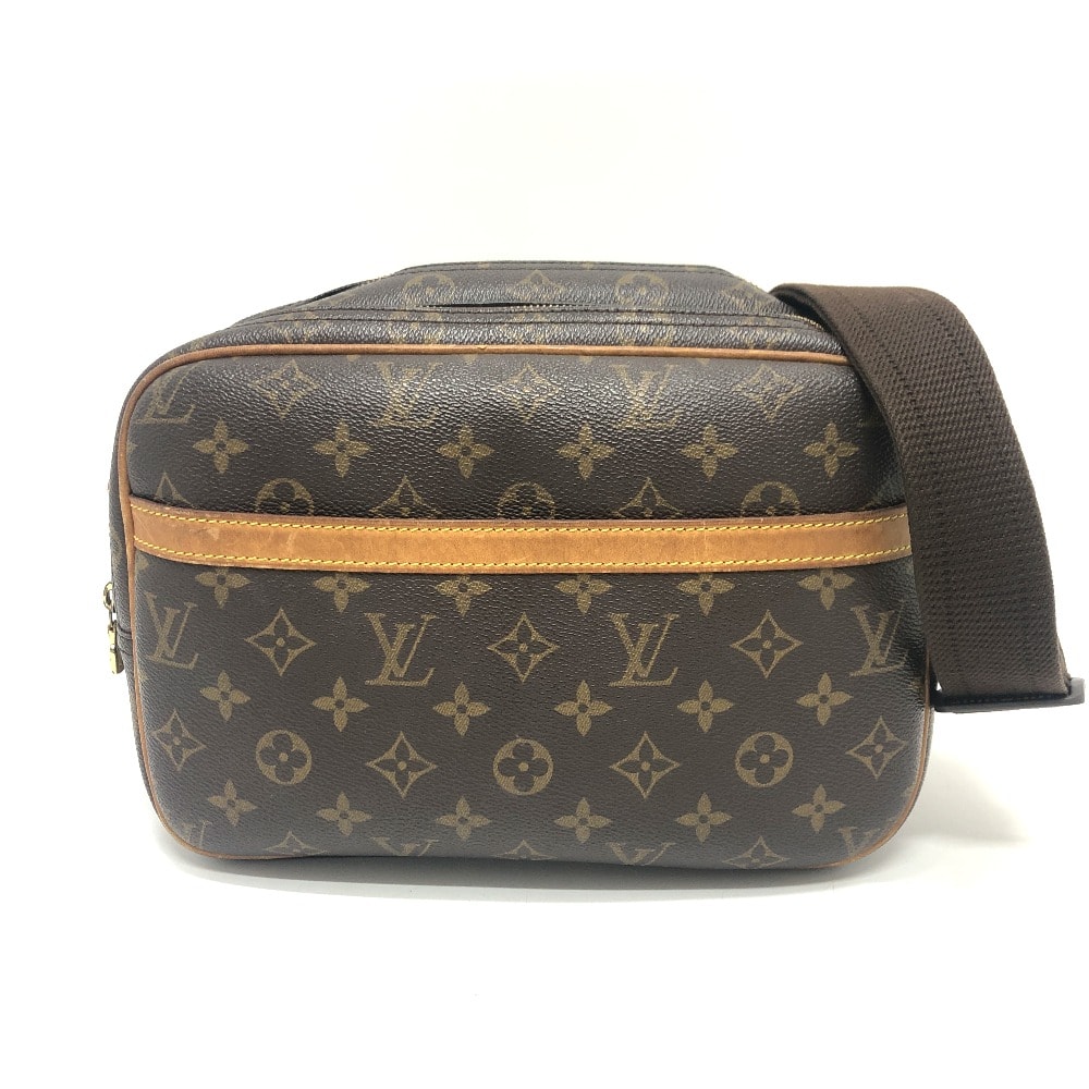 ルイヴィトン LOUIS VUITTON リポーターPM M45254 モノグラム Wジップ 斜め掛けバック 肩掛けバック カバン バック ショルダーバッグ モノグラムキャンバス ブラウン