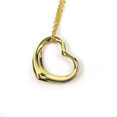 極美品 ティファニー オープンハート ペンダント 18K/750 YG 41cm