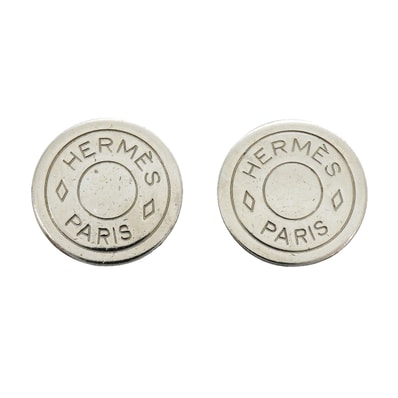 【6jkb0319】エルメス イヤリング セリエ メタル シルバー【中古】レディース