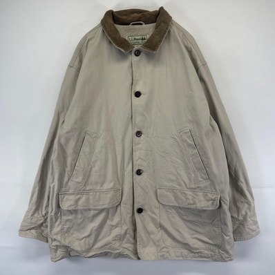 古着 エルエルビーン L.L.Bean コーデュロイ ジャケット ハンティングJKT カバーオール 襟コーデュロイ 2XL ベージュ系 メンズ