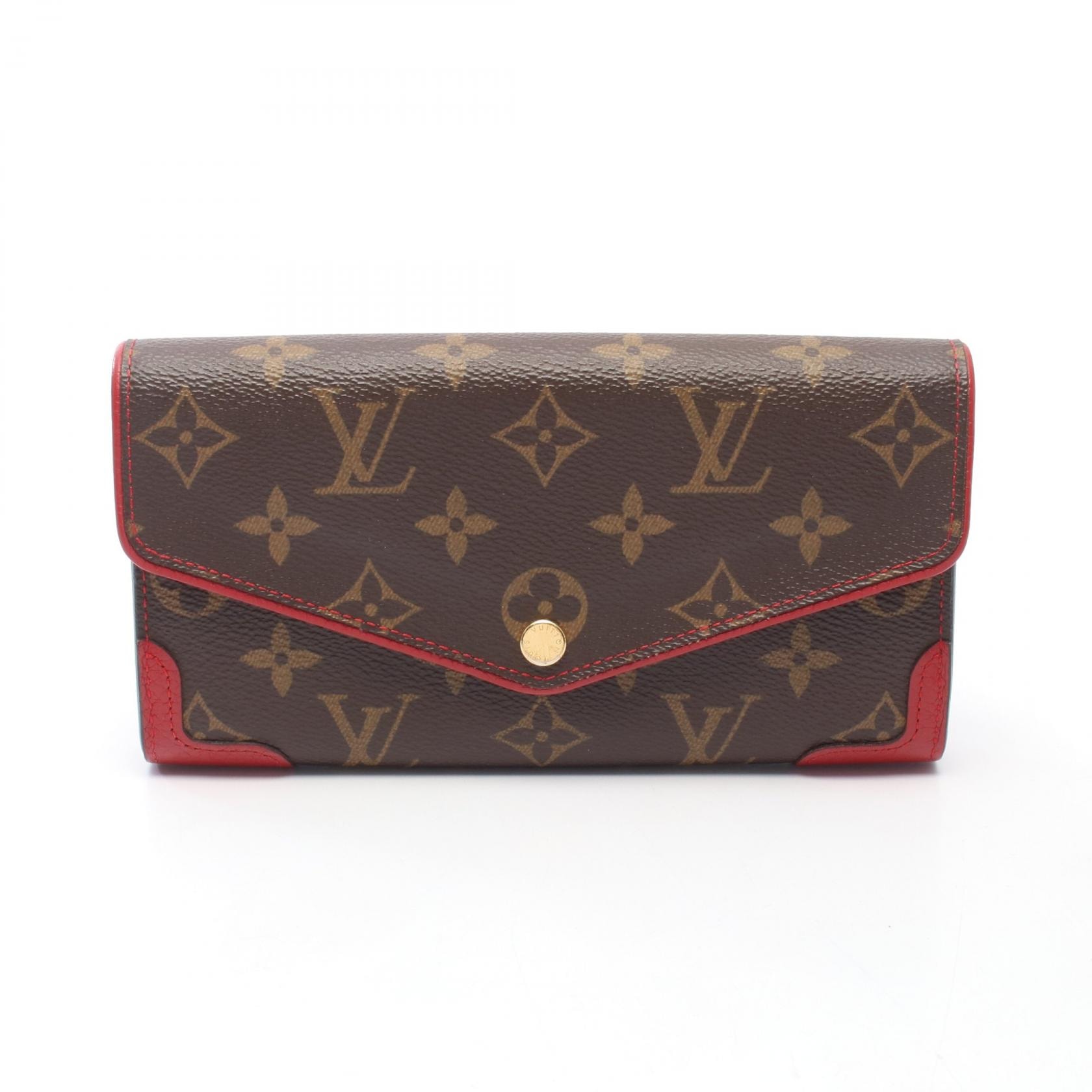 ルイ・ヴィトン LOUIS VUITTON ポルトフォイユサラ レティーロ モノグラム スリーズ 二つ折り長財布 財布 レザー PVC レッド レディース ブラウン系 / レッド系 M61184 【中古】