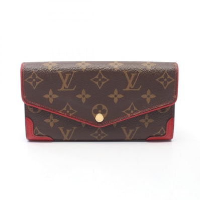 ルイ・ヴィトン LOUIS VUITTON ポルトフォイユサラ レティーロ モノグラム スリーズ 二つ折り長財布 財布 レザー PVC レッド レディース ブラウン系 / レッド系 M61184 【中古】