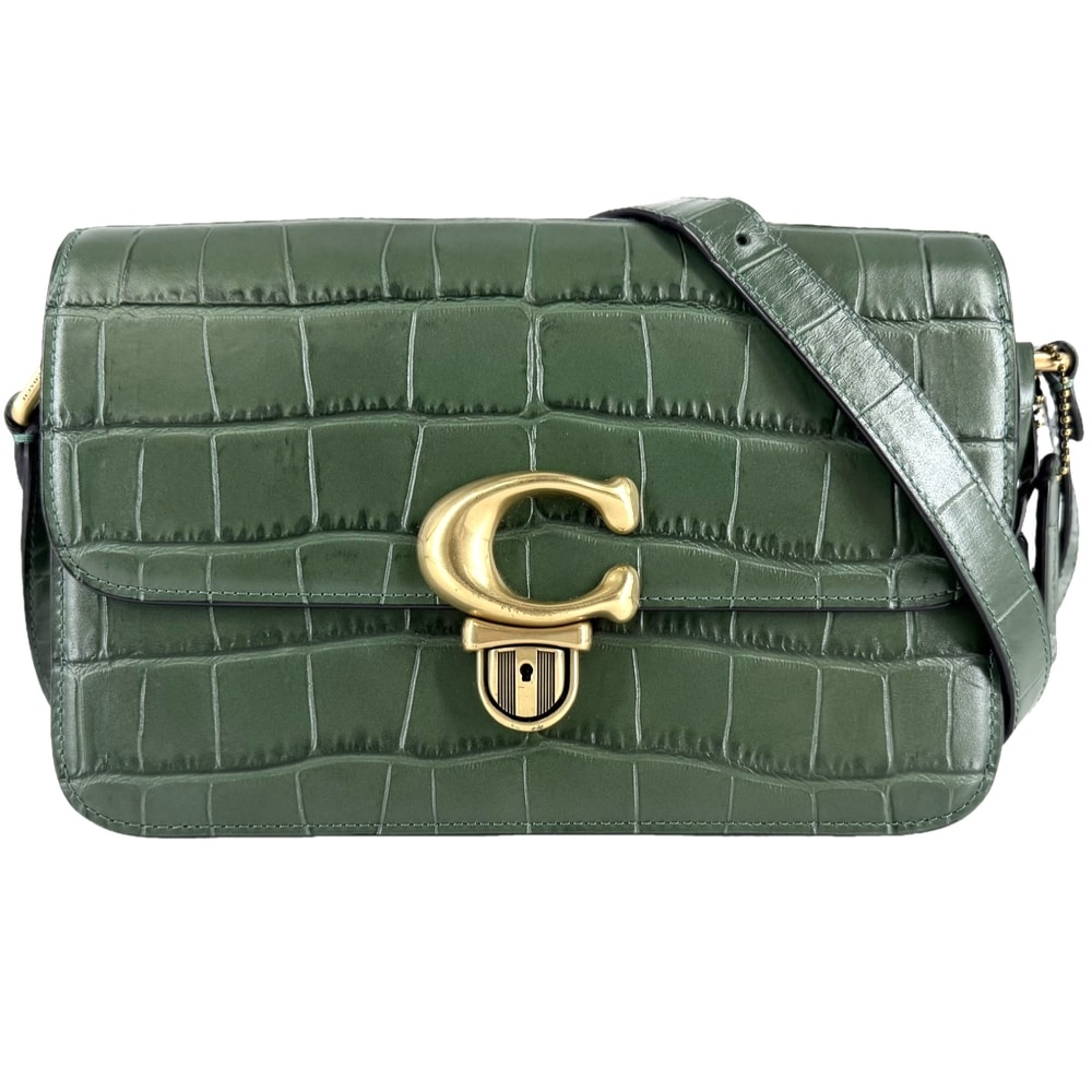 COACH コーチ ショルダーバッグ スタジオ 肩掛け 斜め掛け C6640 レザー    グリーン 緑 ゴールド金具 レディース【中古品】