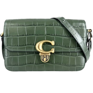 COACH コーチ ショルダーバッグ スタジオ 肩掛け 斜め掛け C6640 レザー グリーン 緑 ゴールド金具 レディース【中古品】