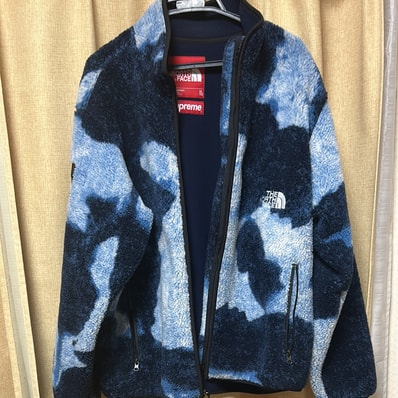 Supreme x The North Face Bleached Denim Print Fleece Jacket "Indigo"
