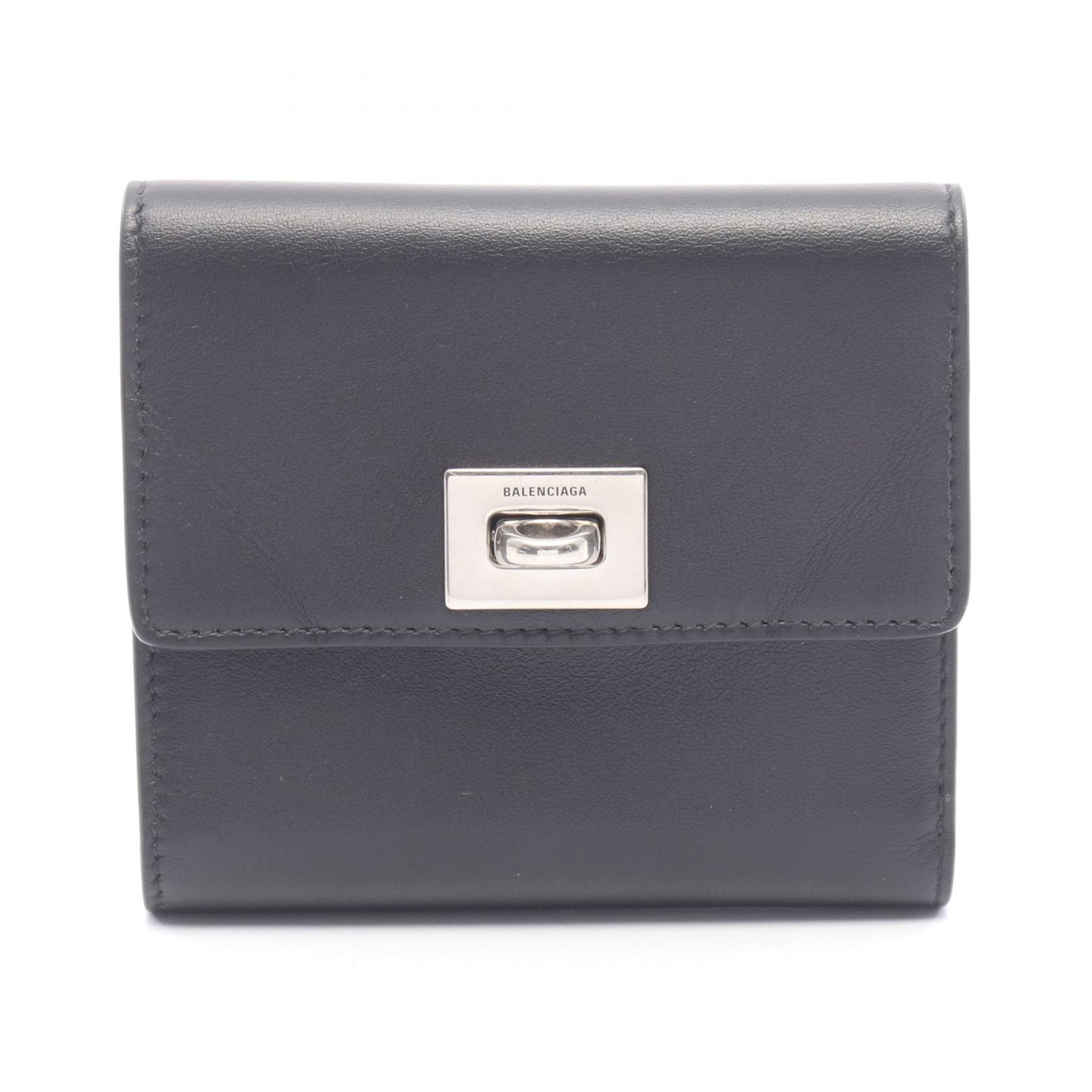 バレンシアガ BALENCIAGA ロデオ 三つ折り財布 財布 レザー メンズ ブラック系 8225922ABLV1000 【中古】
