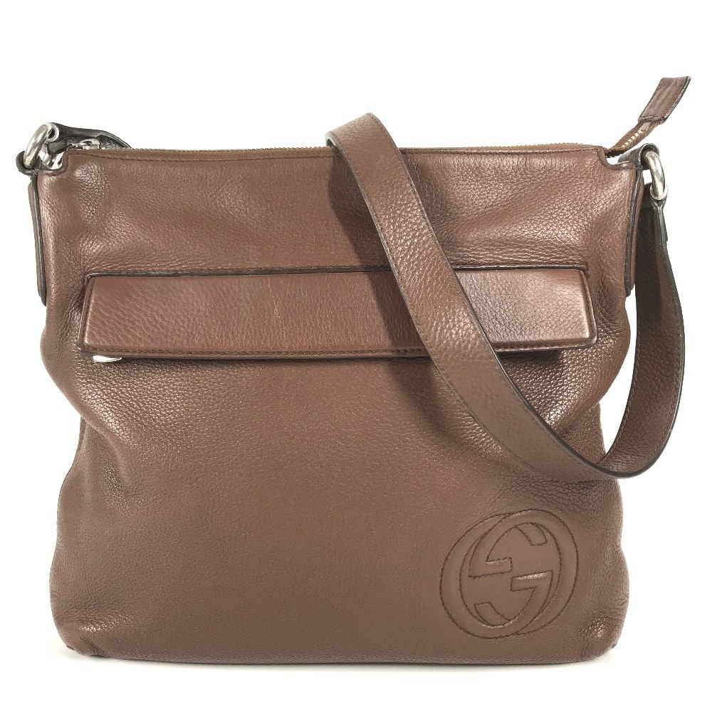 グッチ GUCCI インターロッキングG ロゴ 322059 カバン 斜め掛け ポシェット ショルダーバッグ レザー ブラウン