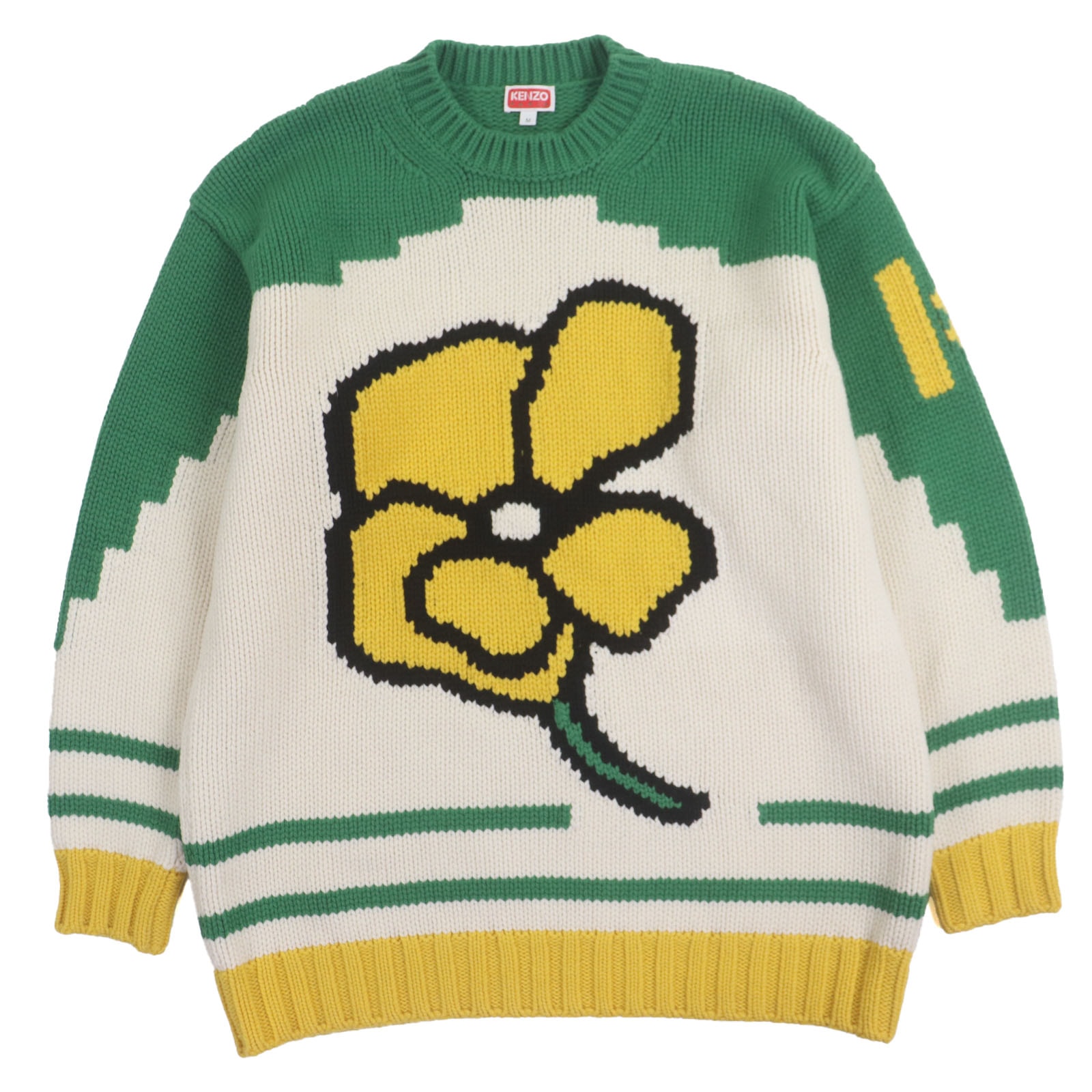 美品 ケンゾー セーター Intarsia Wool Sweater アイボリー