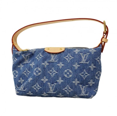 ★最終価格【6cd4910】ルイヴィトン ハンドバッグ モノグラム・デニム ポシェット ヒルズ M82949 ブルー【中古】レディース