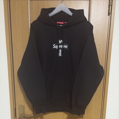 Supreme Cross Box Logo Hooded Sweatshirt "Black"