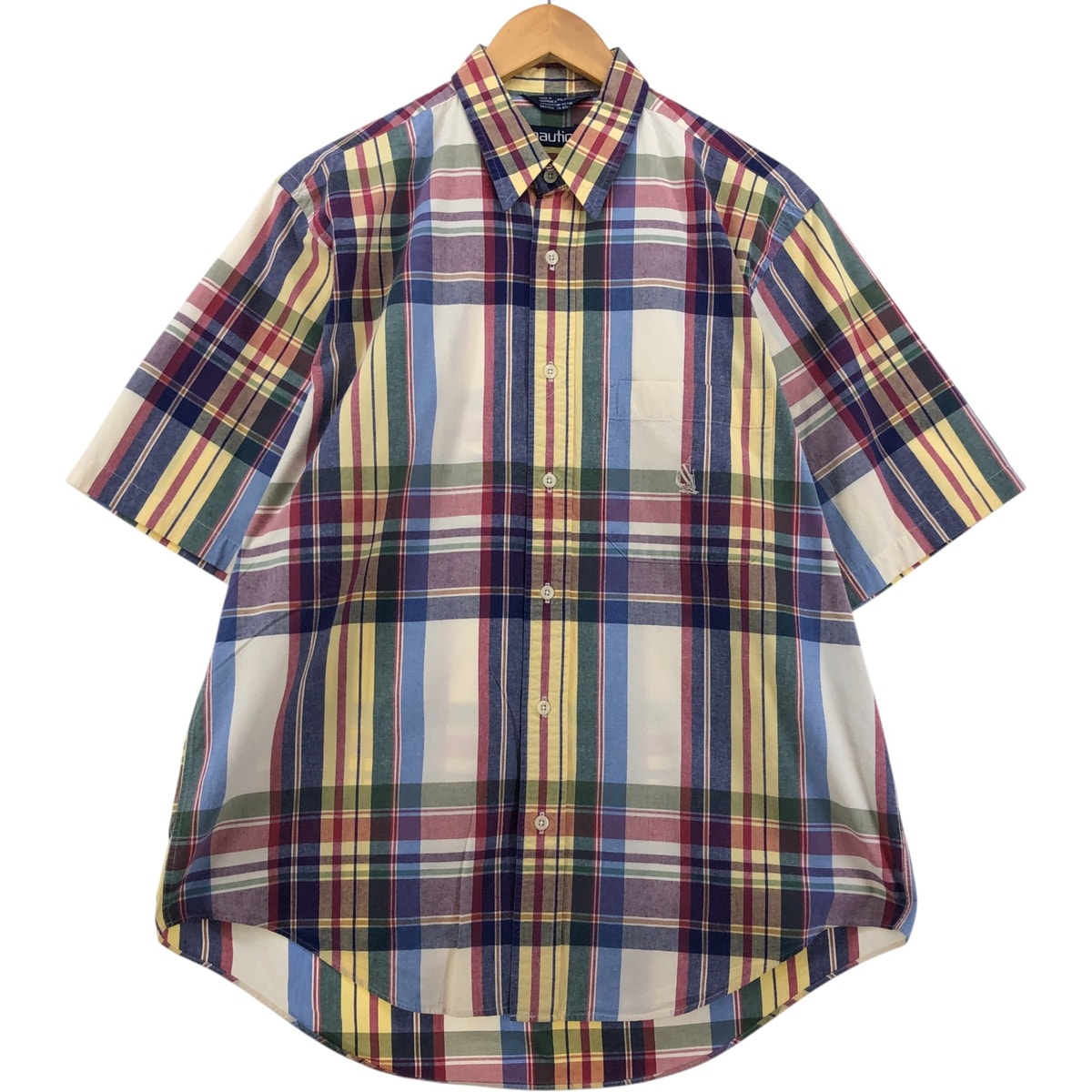 古着 90年代 ノーティカ NAUTICA 半袖 コットン チェックシャツ メンズM相当 ヴィンテージ/eaa580761
