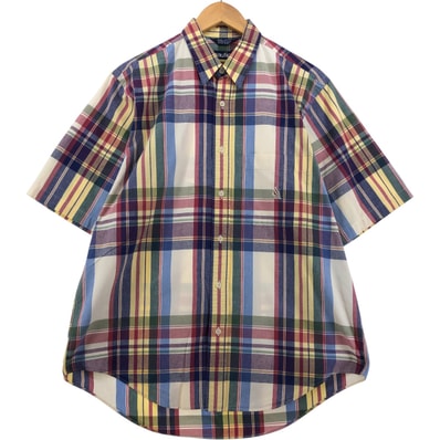 古着 90年代 ノーティカ NAUTICA 半袖 コットン チェックシャツ メンズM相当 ヴィンテージ/eaa580761