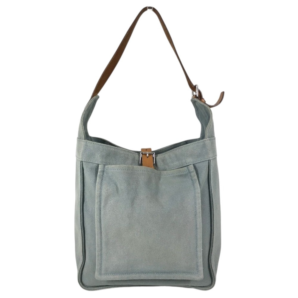 エルメス HERMES マルワリPM マルワリ PM 肩掛け カバン ショルダーバッグ トートバッグ キャンバス M□刻 ブルー