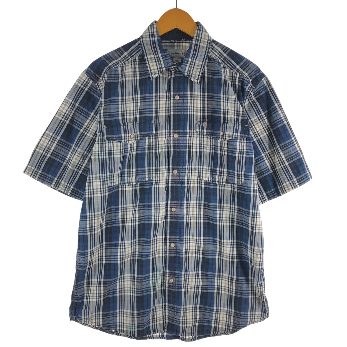 古着 カーハート Carhartt RELAXED FIT チェック柄 半袖 ワークシャツ メンズL相当/eaa562723