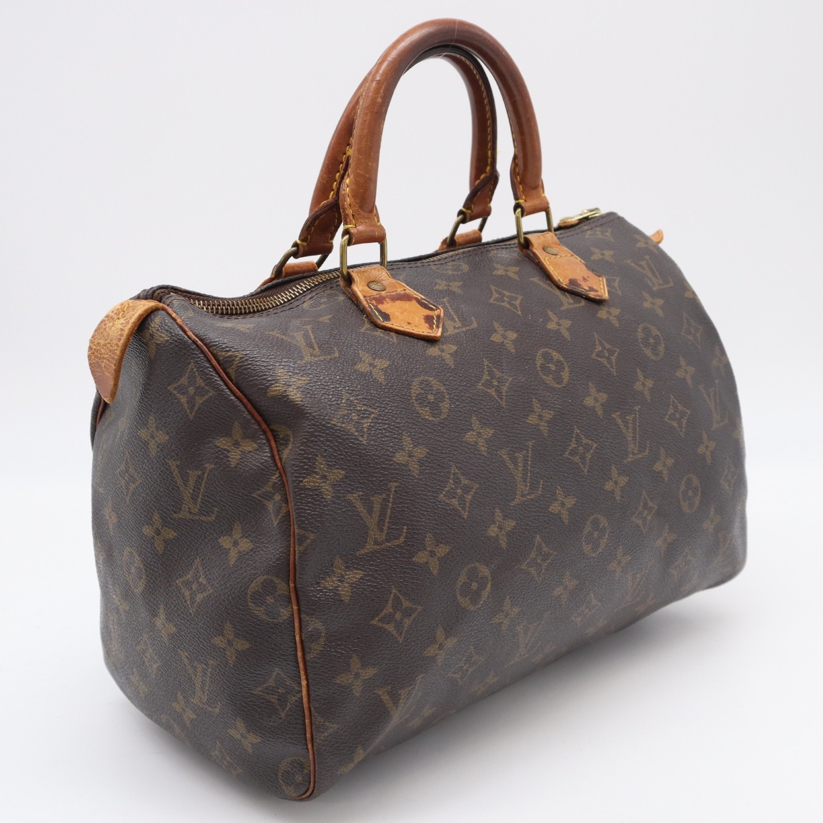LOUIS VUITTON ルイ・ヴィトン モノグラム スピーディ30 M41526 ハンドバッグ ブラウン ベージュ コーティングキャンバス レザー レディース