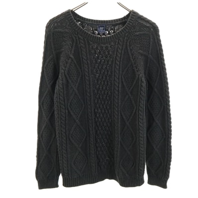 GAP ギャップ 長袖 アラン編み セーター M チャコールグレー ニット