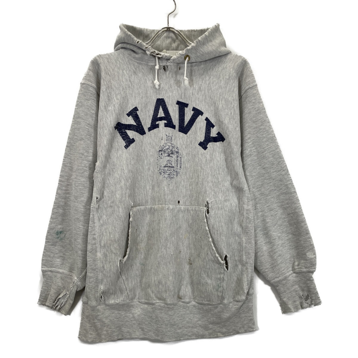 チャンピオン 90's 刺繍タグ グレー U.S.NAVY リバースウィーブパーカー XL