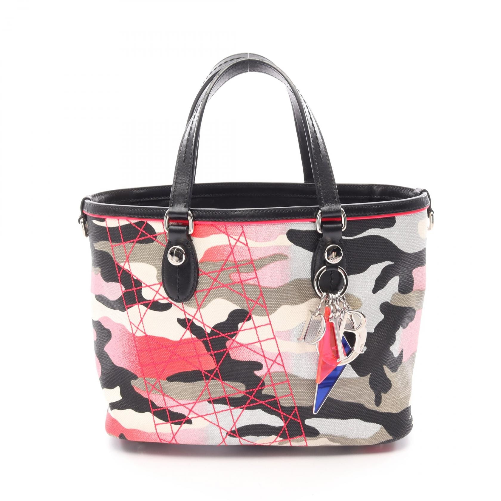 ディオール Dior Christian Dior × ANSELM REYLE カモフラージュ ハンドバッグ バッグ キャンバス レザー レディース ブラック系 / マルチカラー 【中古】