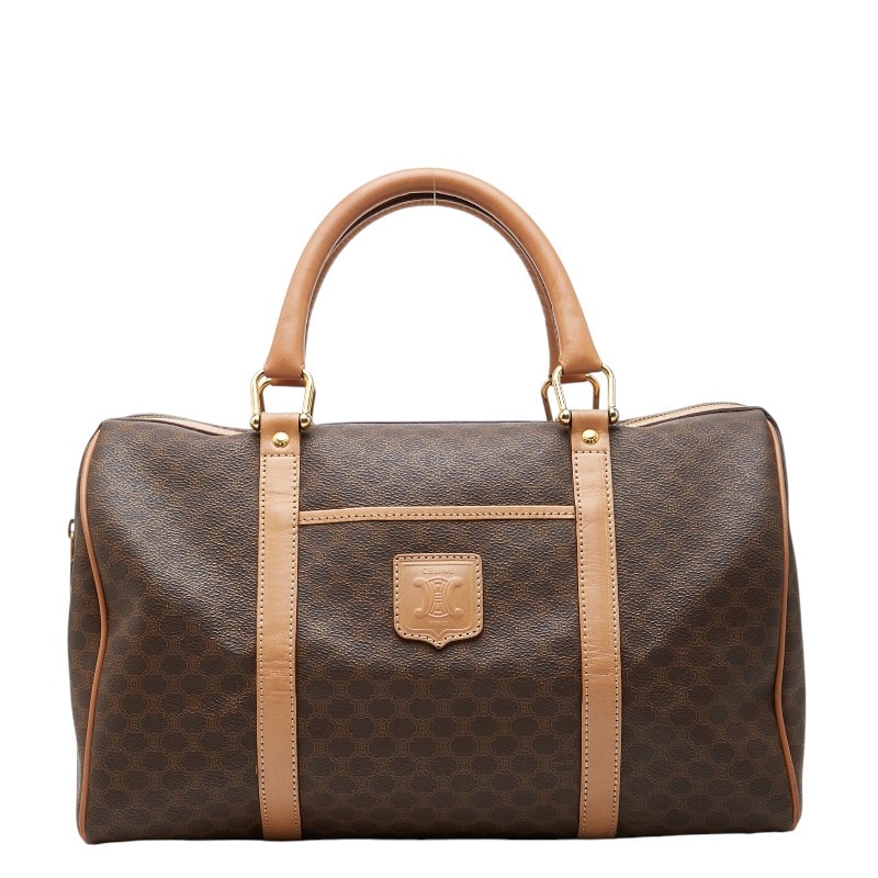 セリーヌ マカダム ハンドバッグ ボストンバッグ ブラウン PVC レザー レディース CELINE 【中古】