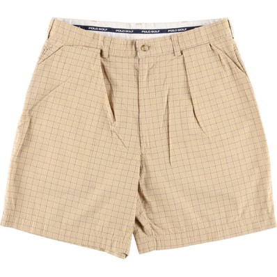 古着 ラルフローレン Ralph Lauren POLO GOLF ポロゴルフ チェック柄 ツータック シアサッカー コットンショーツ ショートパンツ メンズw34相当/eaa582048
