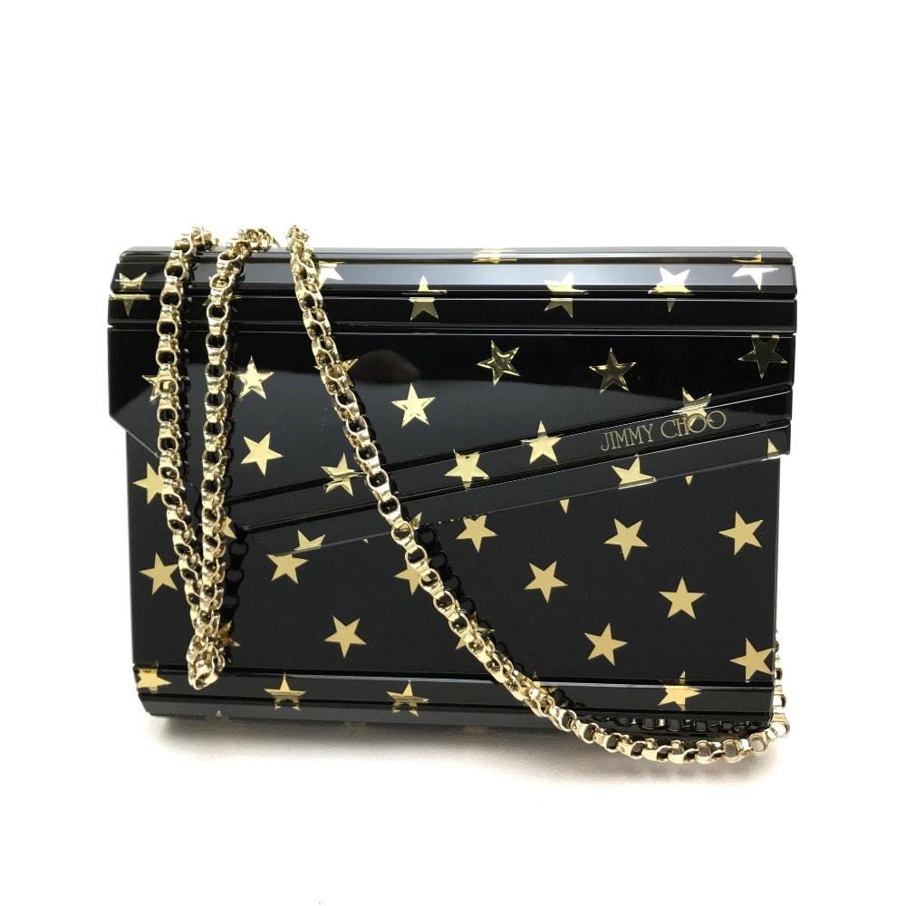ジミーチュウ JIMMY CHOO ミニバッグ クラッチバッグ スター 星柄 カバン 斜め掛け チェーン ポシェット ショルダーバッグ プラスチック ブラック