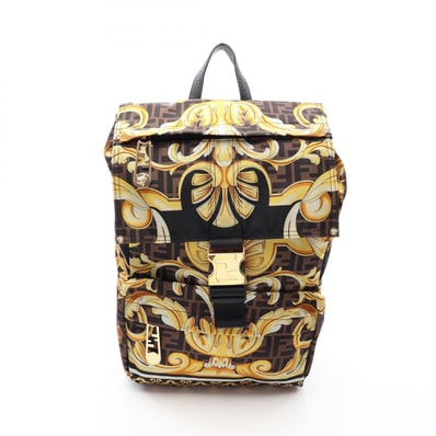 フェンディ FENDI FENDI × VERSACE フェンダーチェ リュックサック バックパック バッグ ナイロン レザー メンズ ブラック系 / マルチカラー 【中古】