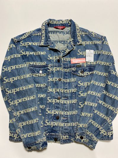 Supreme Frayed Logos Denim Trucker Jacket "Blue"