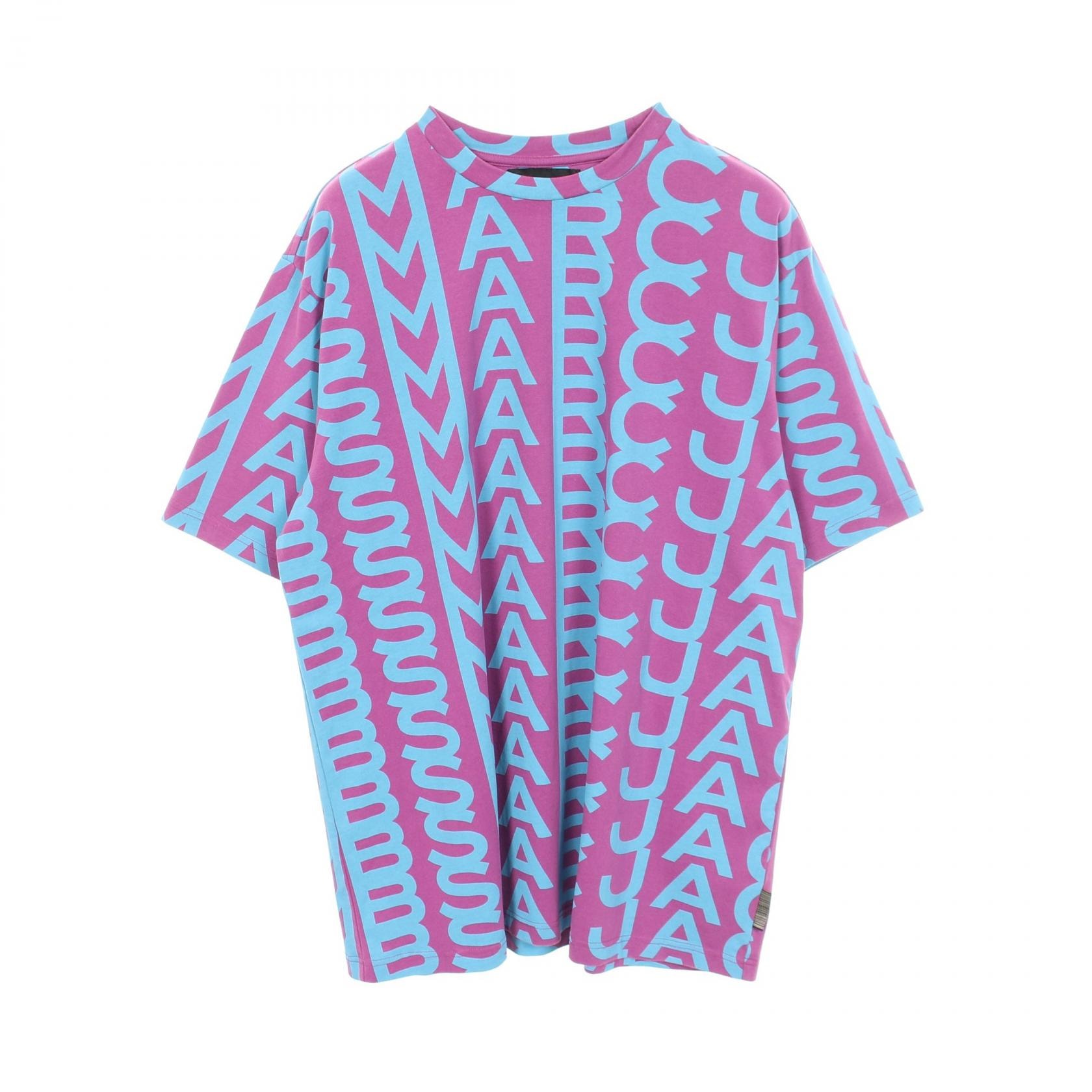 マークジェイコブス MARC JACOBS Monogram Big T-Shirt ロゴ総柄 クルーネック 半袖Tシャツ 衣料品 トップス コットン メンズ パープル系 / ブルー系 【中古】