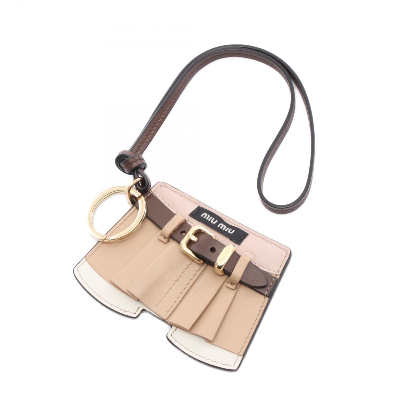 ミュウ ミュウ Miu Miu トリック キーホルダー アクセサリー レザー レディース ベージュ系 / ブラウン系 / マルチカラー 5TL5312CUKF0065 【中古】