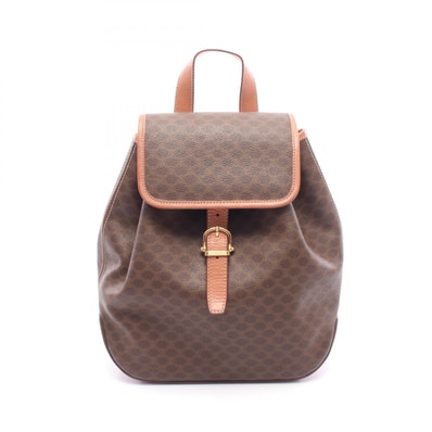 セリーヌ CELINE マカダム リュックサック バックパック バッグ PVCコーティングキャンバス レザー レディース ブラウン系 【中古】