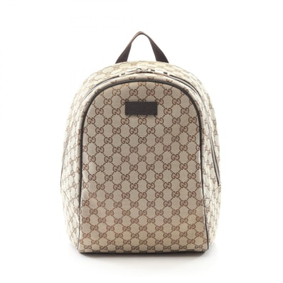 グッチ GUCCI GGキャンバス リュックサック バックパック バッグ キャンバス レザー レディース ベージュ系 / ブラウン系 449906 【中古】